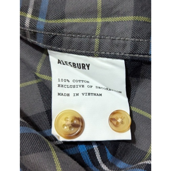 New Alesbury sz M regular Plaid Shirt gray multi color print ls bts 0440 - Picture 6 of 6